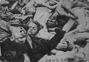 KL Dachau – zwłoki zamordowanych więźniów; kwiecień 1945 r. po wyzwoleniu obozu. (IPN)